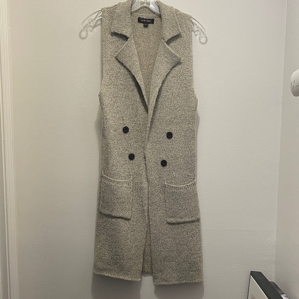 Love Tree Oatmeal Colored Knit Sweater Vest.